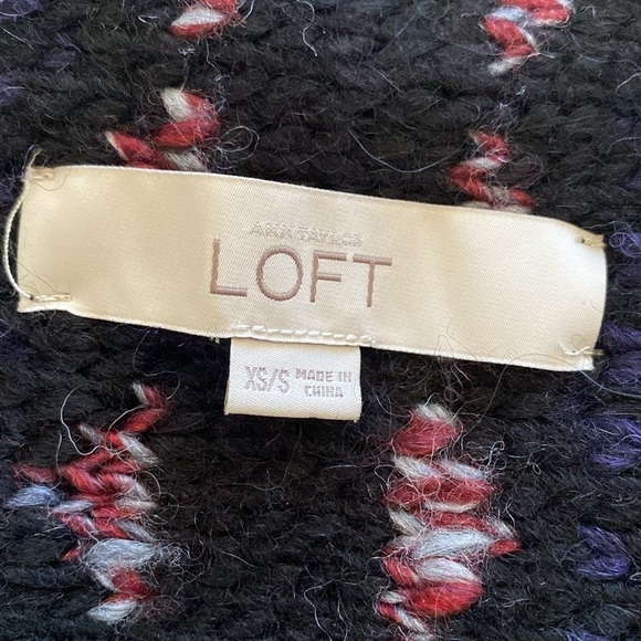 Loft Alpaca blend Sweater Vest Poncho Womens S purple black Folklore Nordic warm - Picture 9 of 9